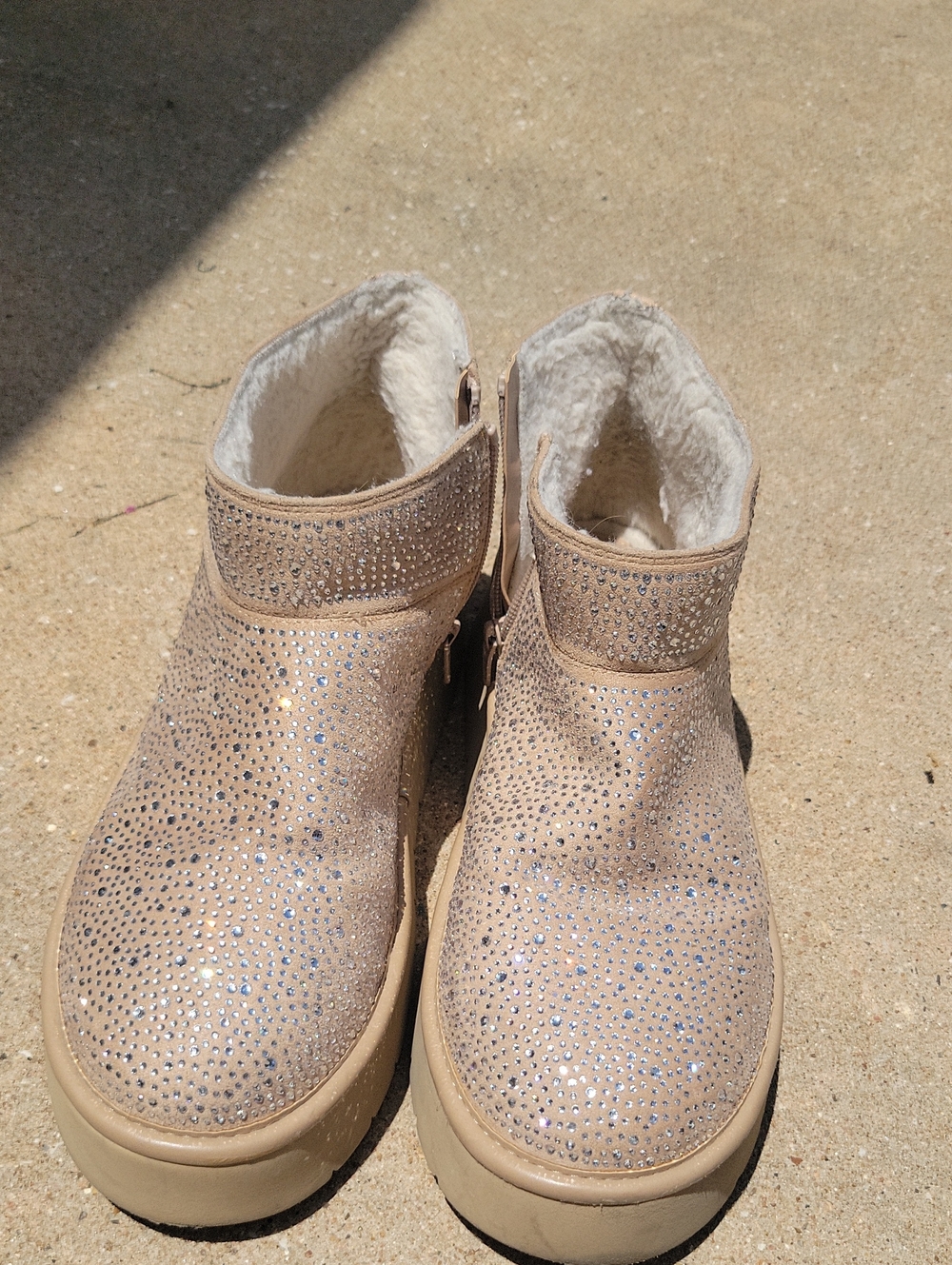 wild fable Tan Shearling-Lined SUPER SPARKLY Slip-On Boots